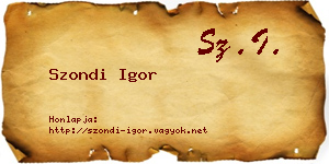 Szondi Igor névjegykártya